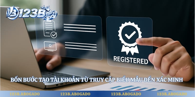 Bốn bước tạo tài khoản từ truy cập biểu mẫu đến xác minh thông tin